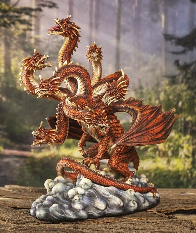 Quest Of Perseus Red 7 Headed Volcano Hyperion Hydra Dragon Roaring Statue