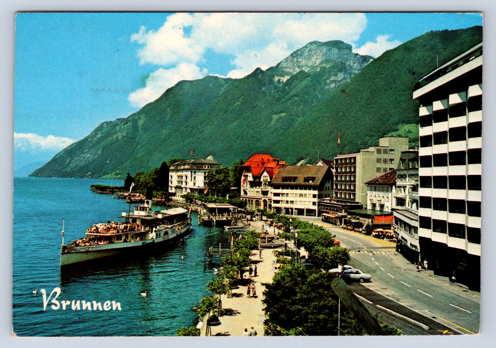 Vintage Postcard Brunnen Herrliche Kurort am Vierwaldstättersee