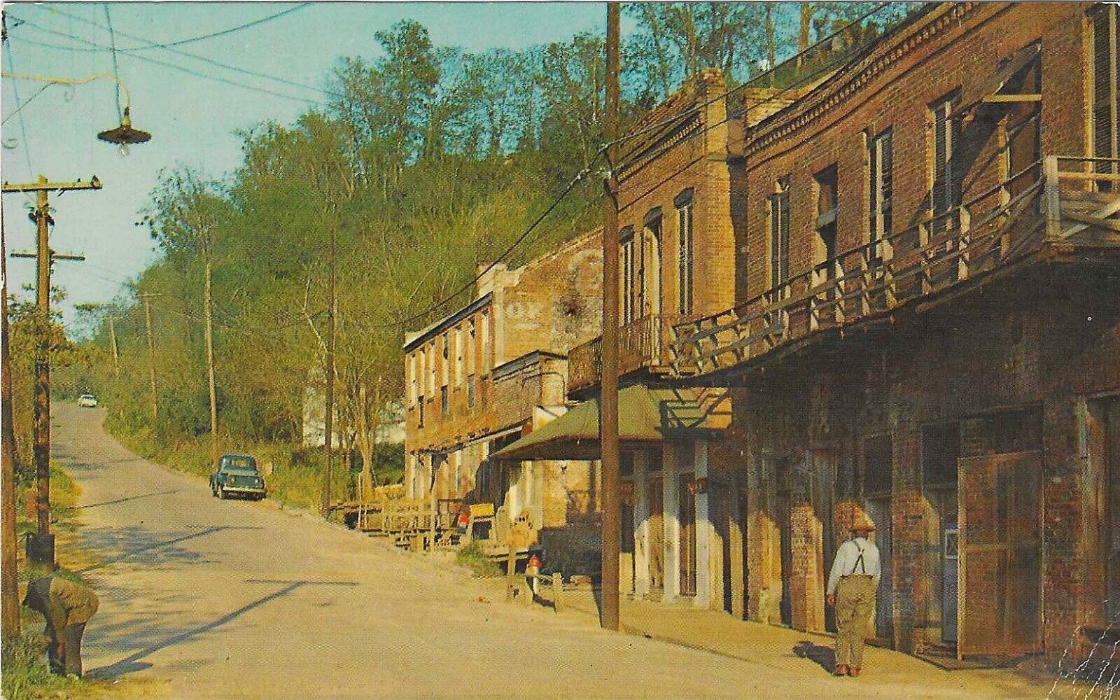 Vintage Mississippi Chrome Postcard Natchez Under The Hill Buildings