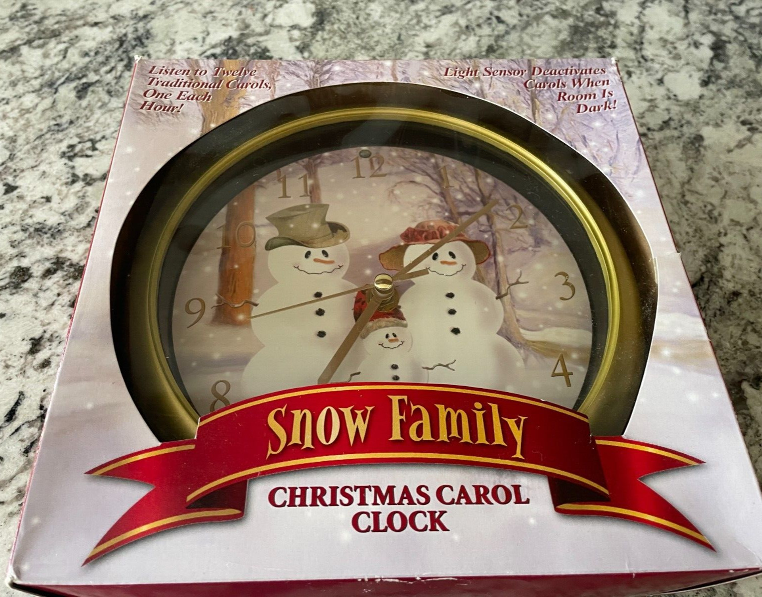 Snow Family Christmas Carol Clock Christmas Carols and Light Sensor