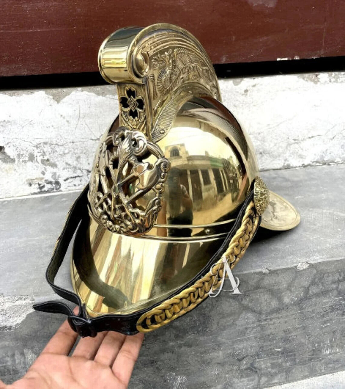 British Fire Cheif Victoria Era Authentic Brass Fireman Helmet Napoleonic French