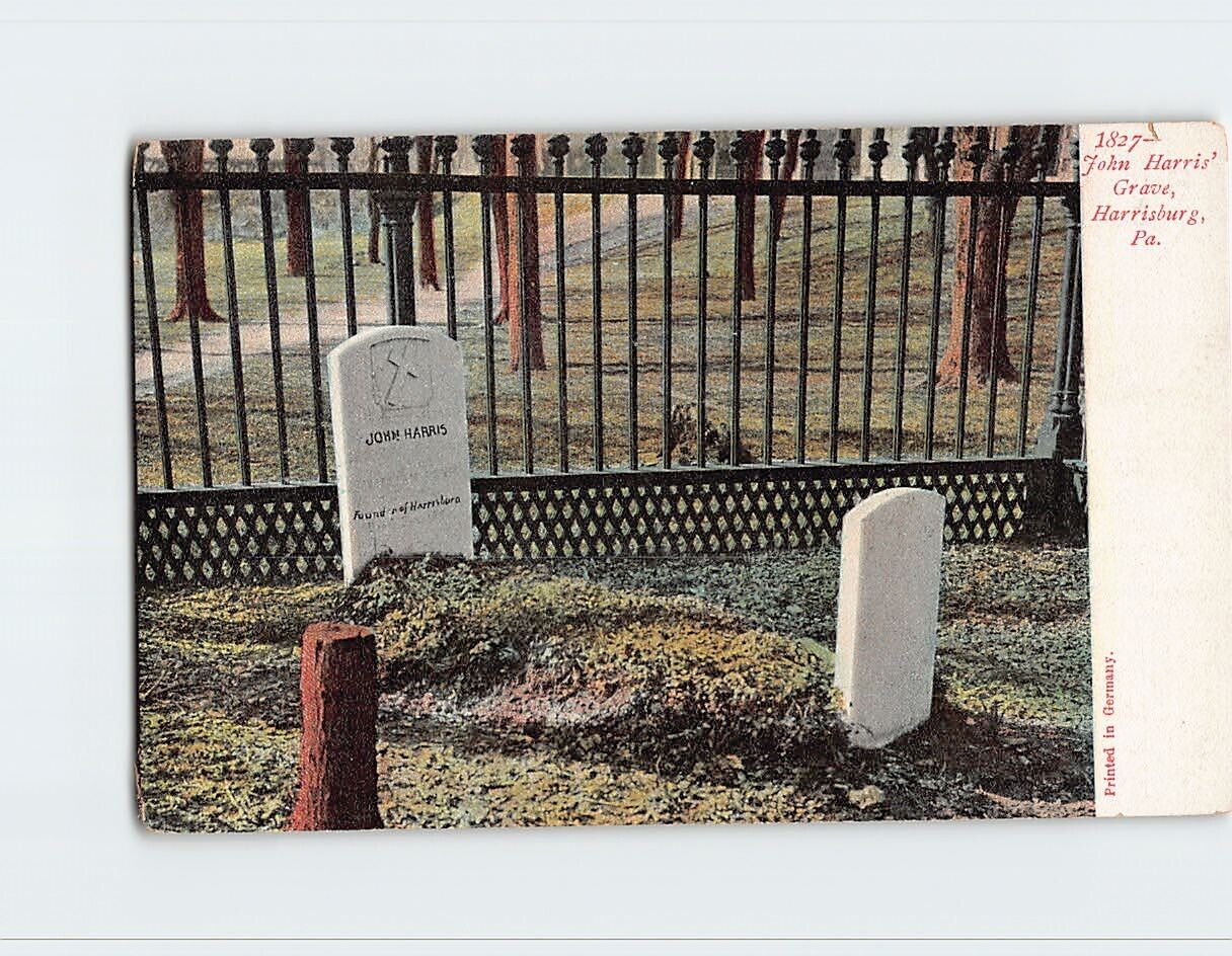 Postcard John Harris' Grave, Harrisburg, Pennsylvania