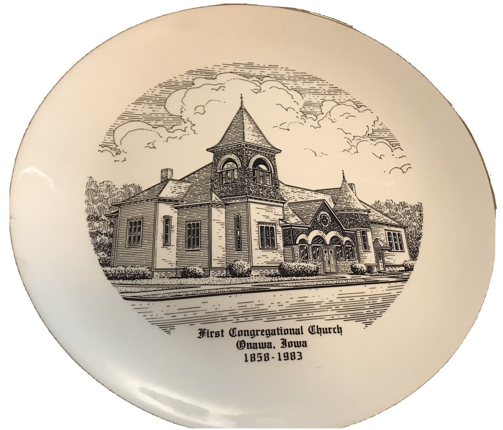 Vtg First Congregational church Onawa Iowa Souvenir Plate 1858-1983 