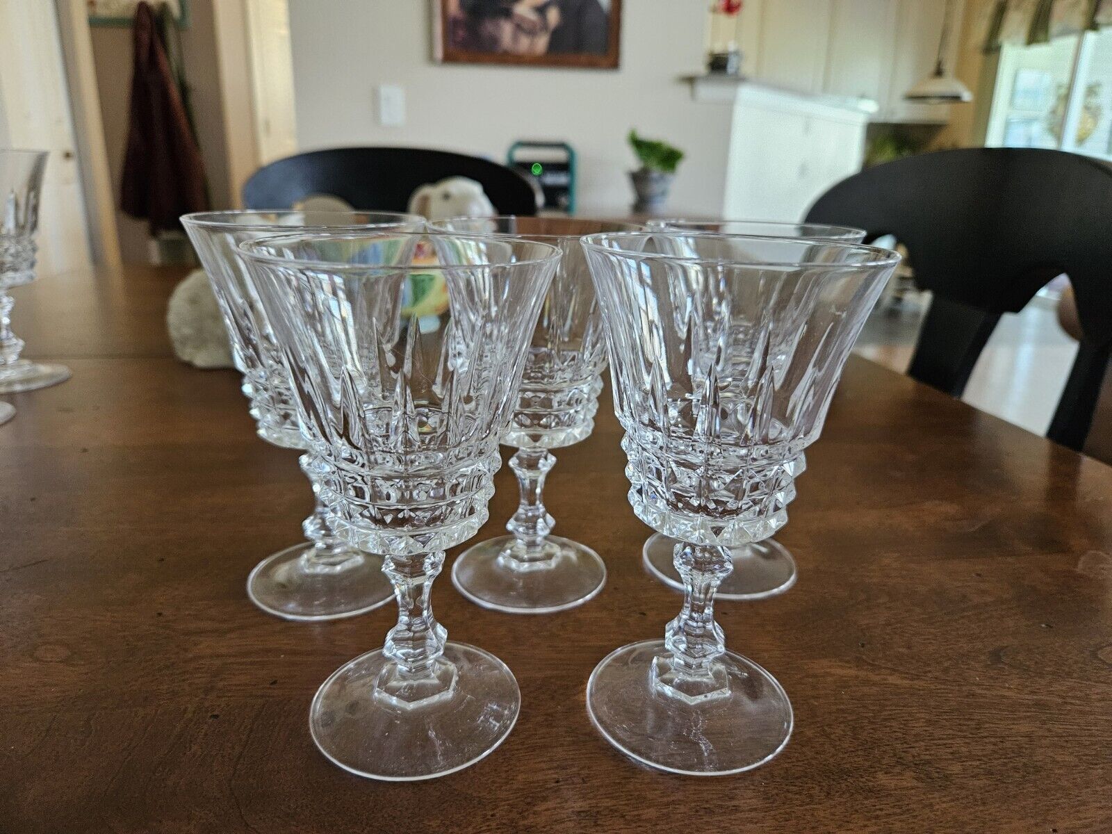 Vtg W.D.  Dalton French Lead Crystal Cordial/ Wine Glass Set of 5,  5 Oz Glasses