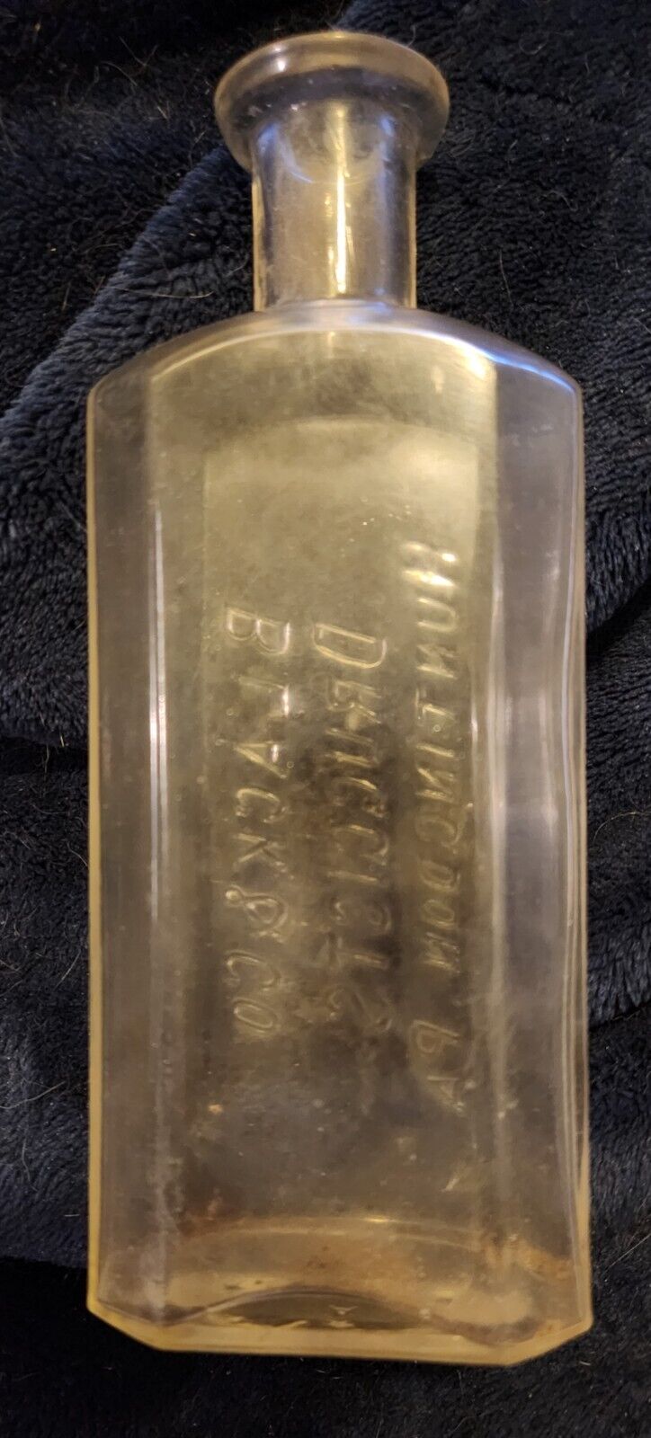 Antique Embossed Black & Co. Druggist Huntingdon PA Medicine Pharmacy Bottle EX