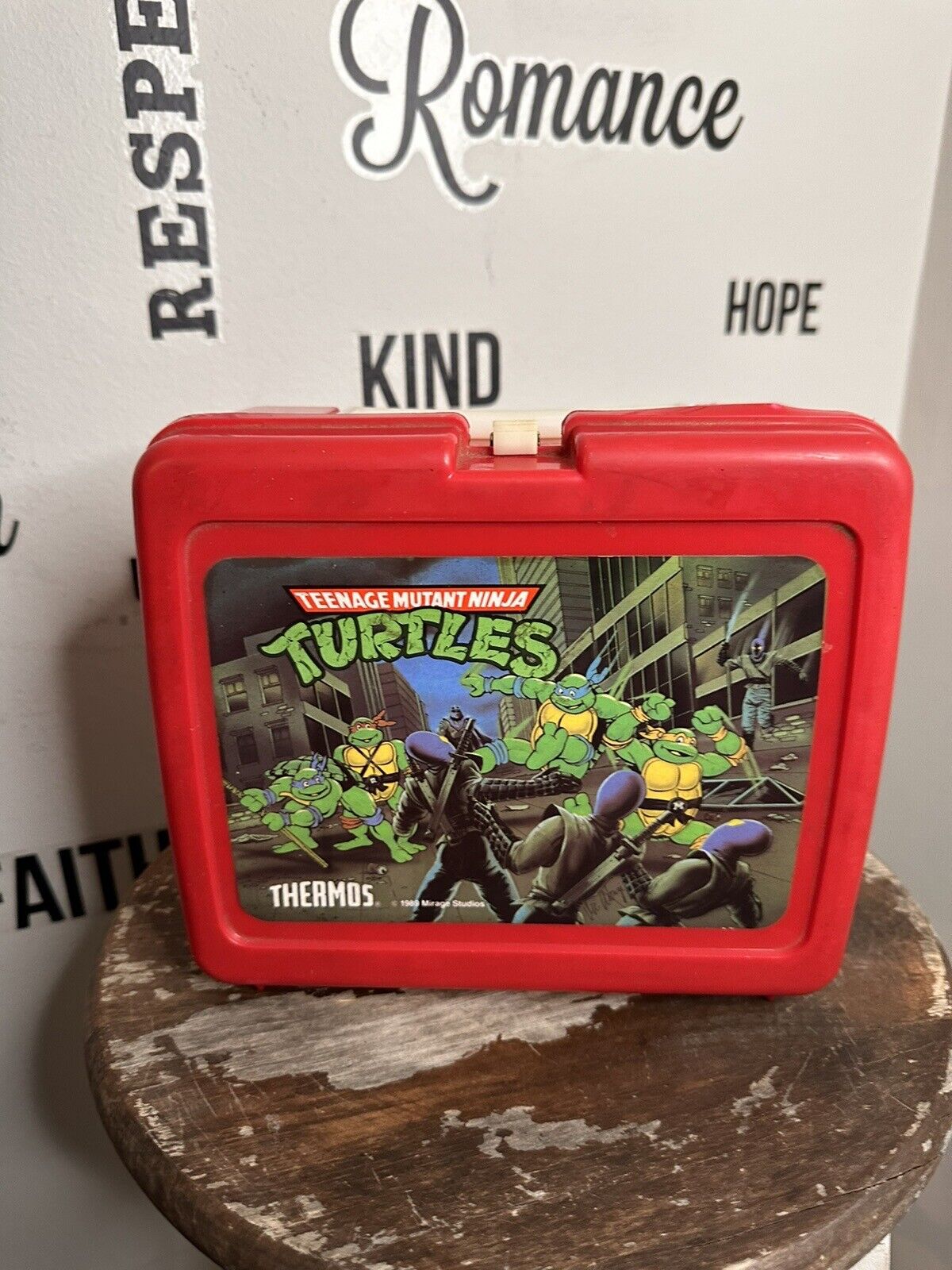 Vintage 1989 TMNT Teenage Mutant Ninja Turtles Plastic Red Lunchbox NO Thermos.
