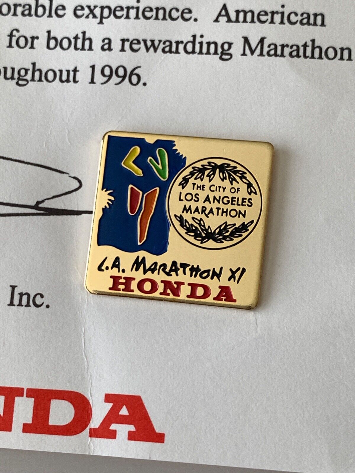 L.A. Marathon 1996 Official Collectible Pin