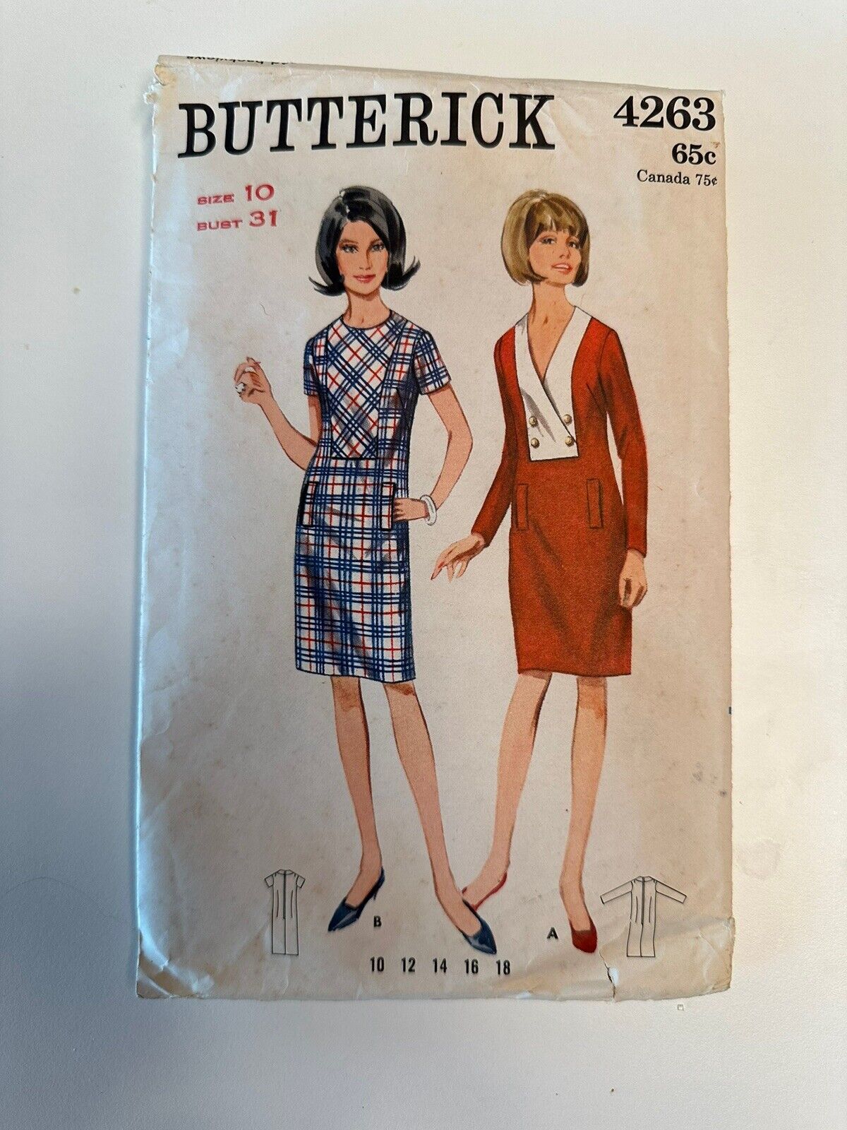 Butterick 4263 Dress Sewing Pattern Size 10 Bust 31, Vintage Classic Dress/ Cut
