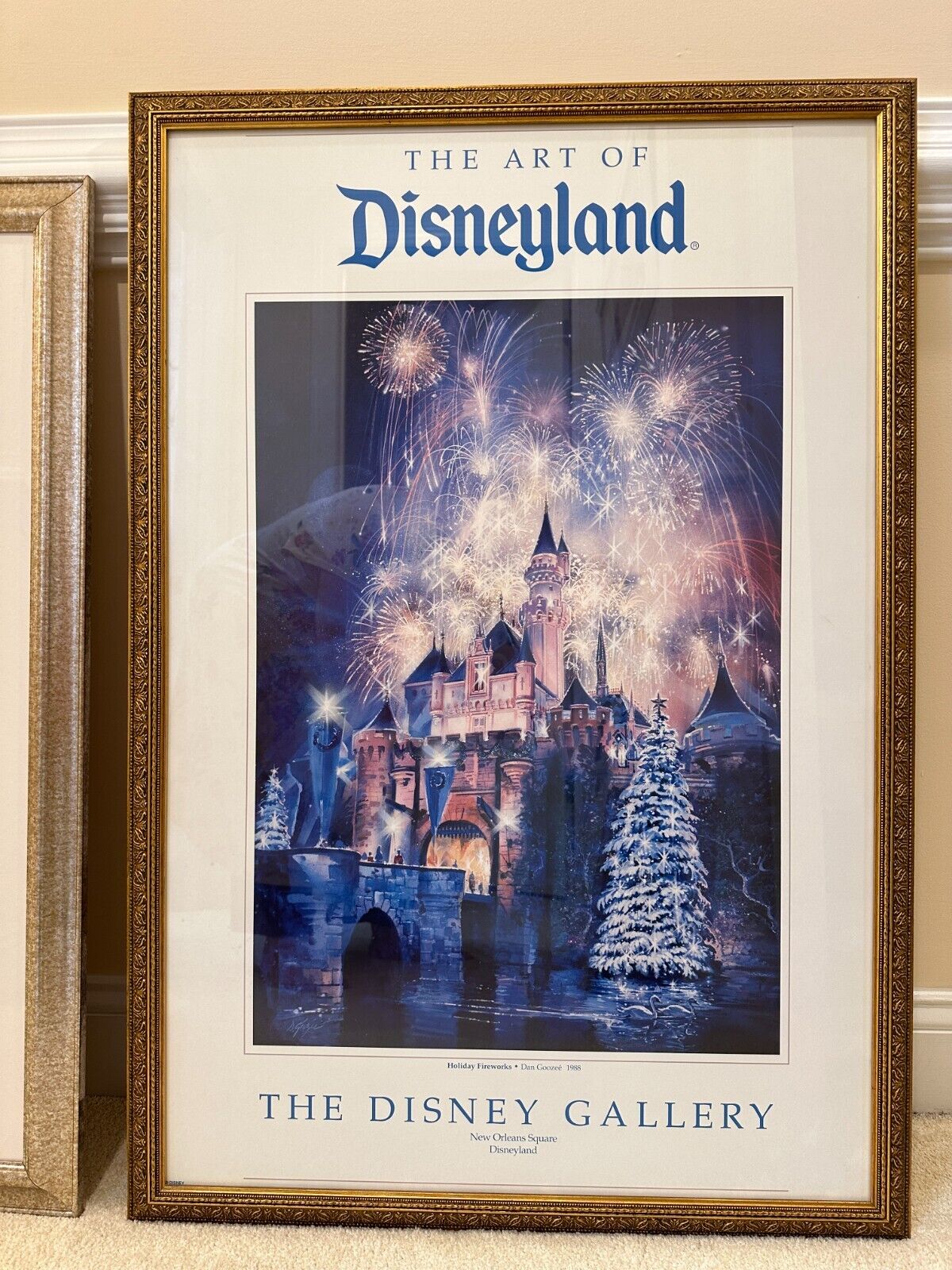 RARE Disneyland Castle Holiday Fireworks Framed Art from the Disney Gallery