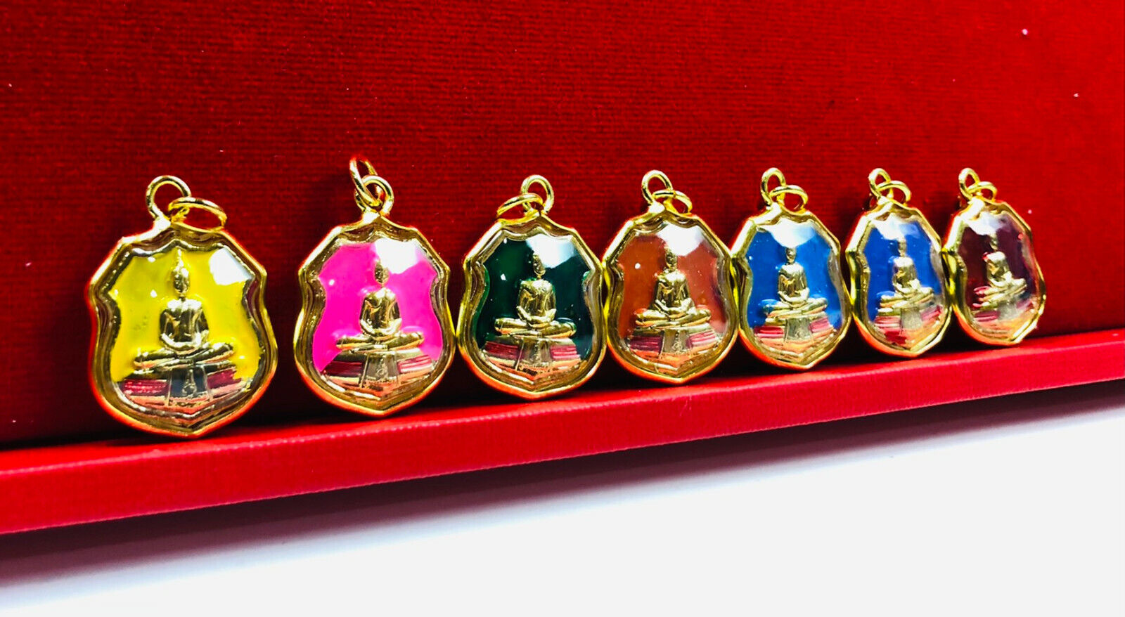 7 Pcs Day color Amulet Lot LP Sothorn Thai Buddha Figure Wat Jewelry Pendant Top
