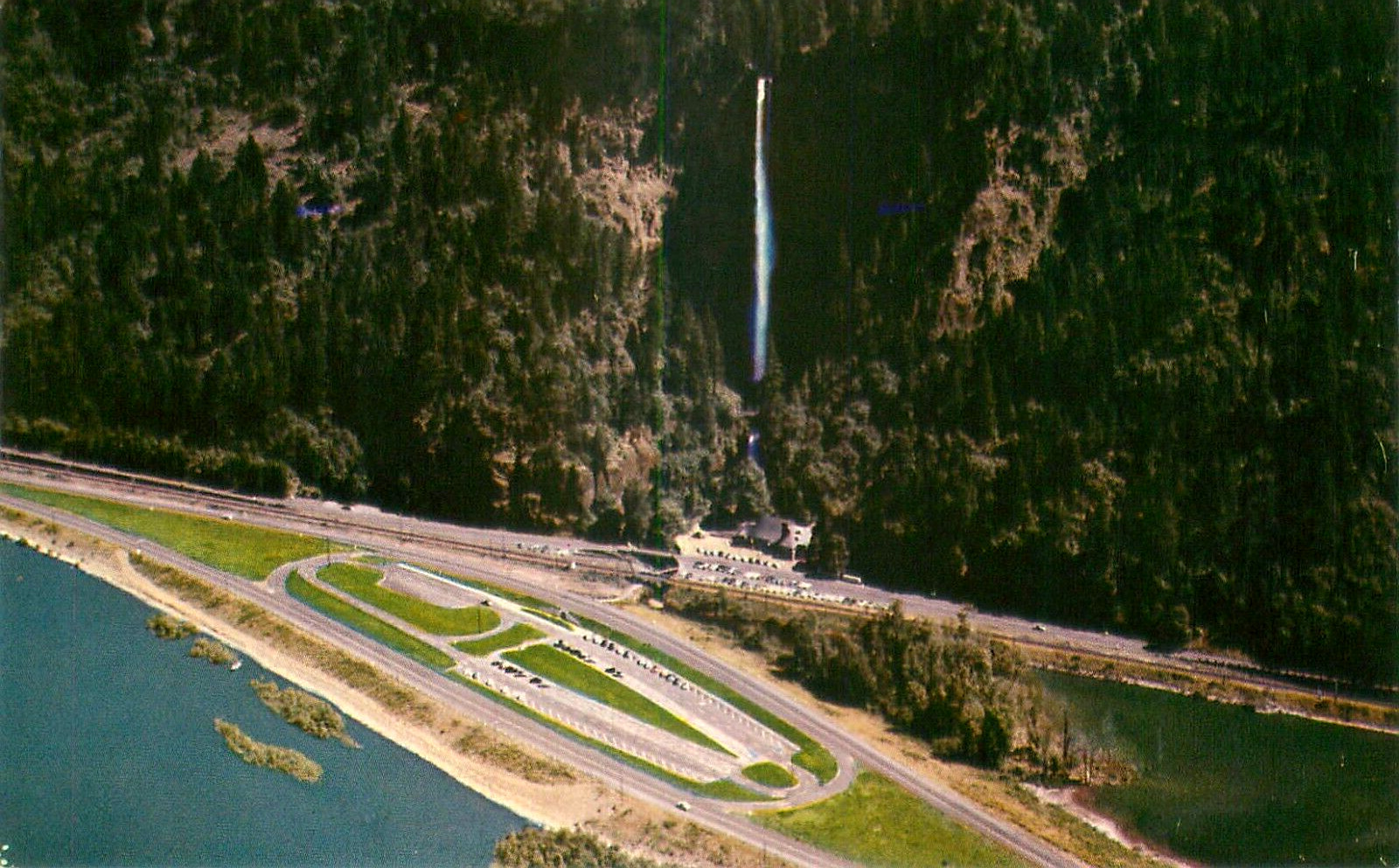 Aerial View Multnomah Falls Oregon Vintage Unposted Postcard