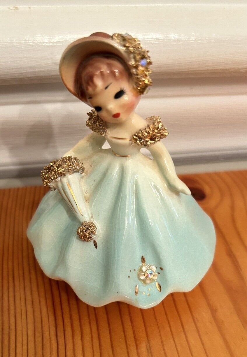 Vintage Josef Originals Tiny Tilt Head Doll Of The Month April Figurine MCM