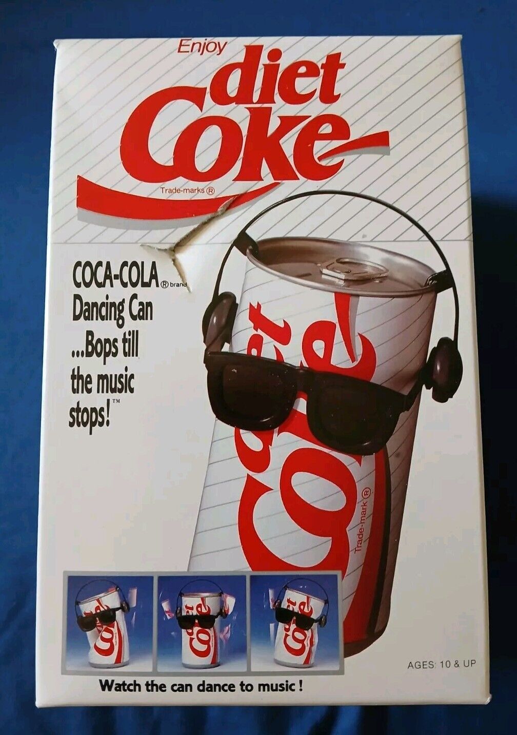 NOS Vintage 80's Coca Cola Classic Dancing Diet Coke Can SEALED TOY NEW NIB