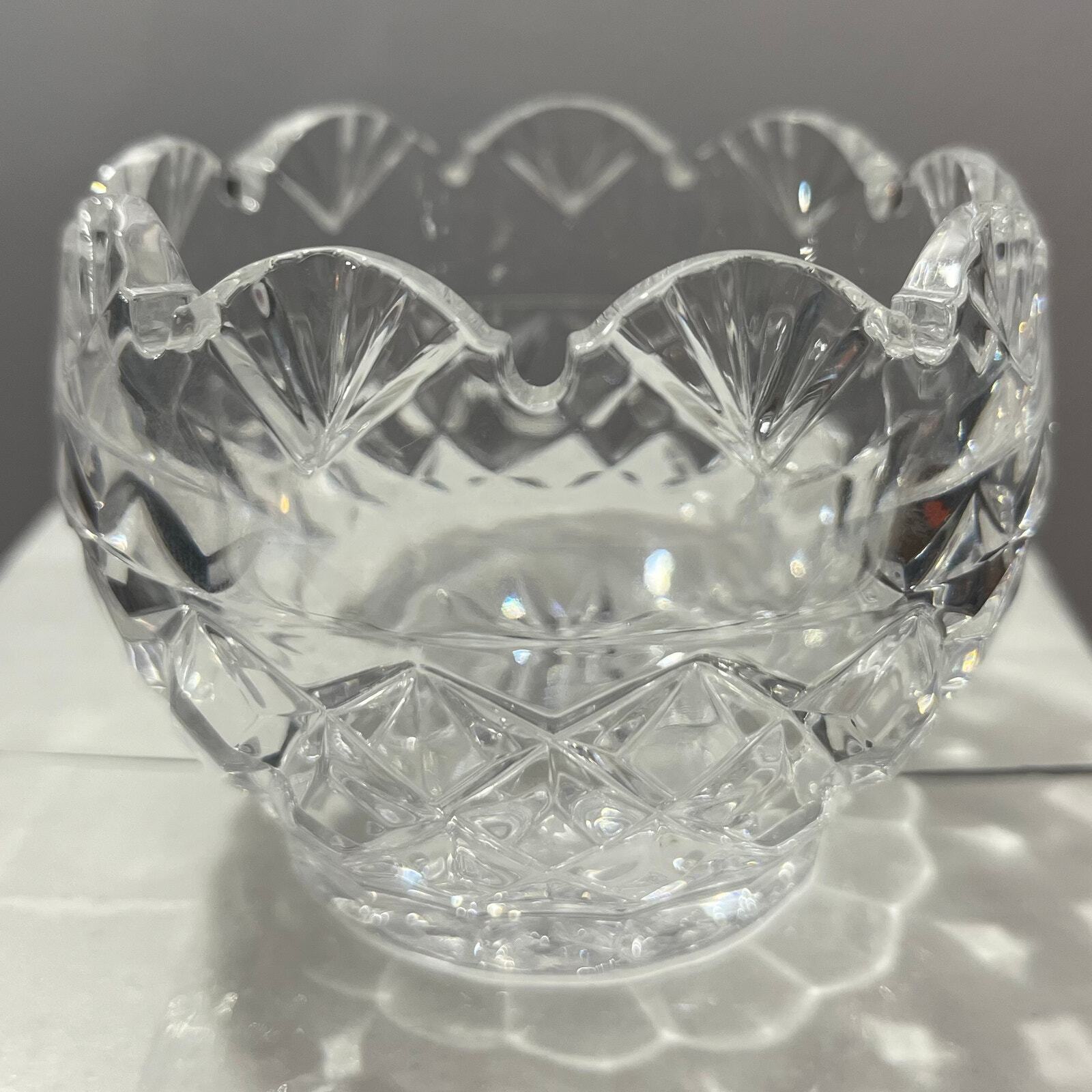 Shannon Crystal Diamond Pattern Scalloped Edges Candle Holder Designs of Ireland