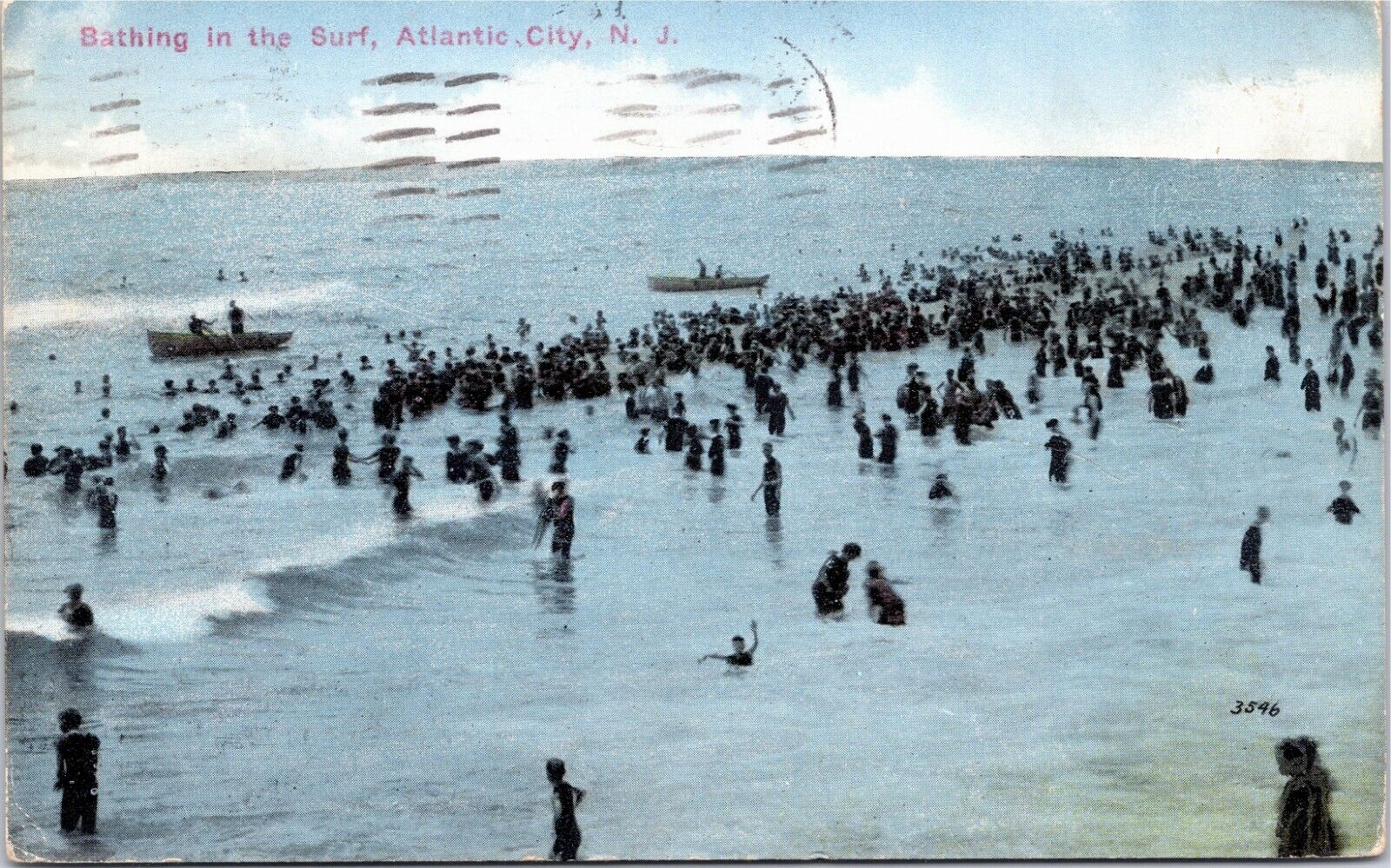 Bathing in the Surf, Atlantic City New Jersey postcard