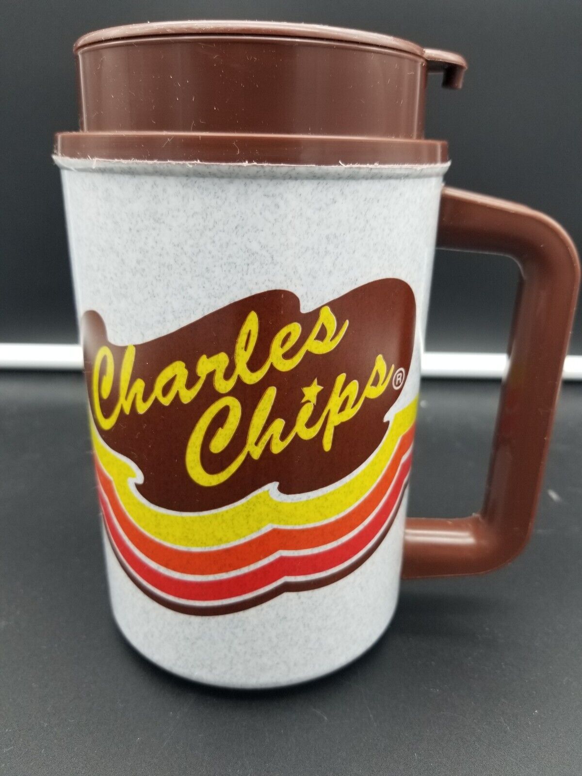 Charles Chips Thermo Travel Mug Whirley Industries Hot/Cold  Vintage Warren PA 