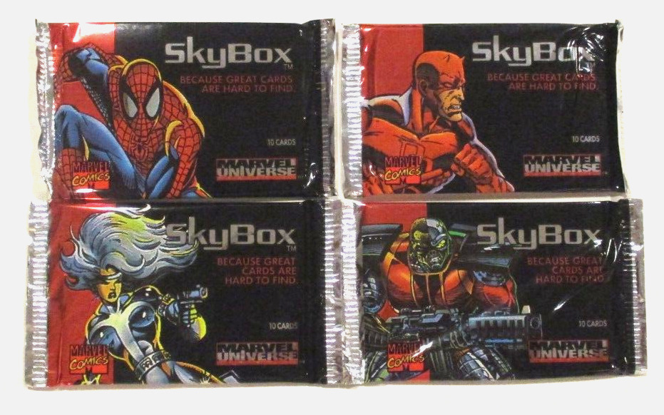 Marvel Universe Series IV Skybox 1993 Sealed pack lot of 4 - All 4 Variations