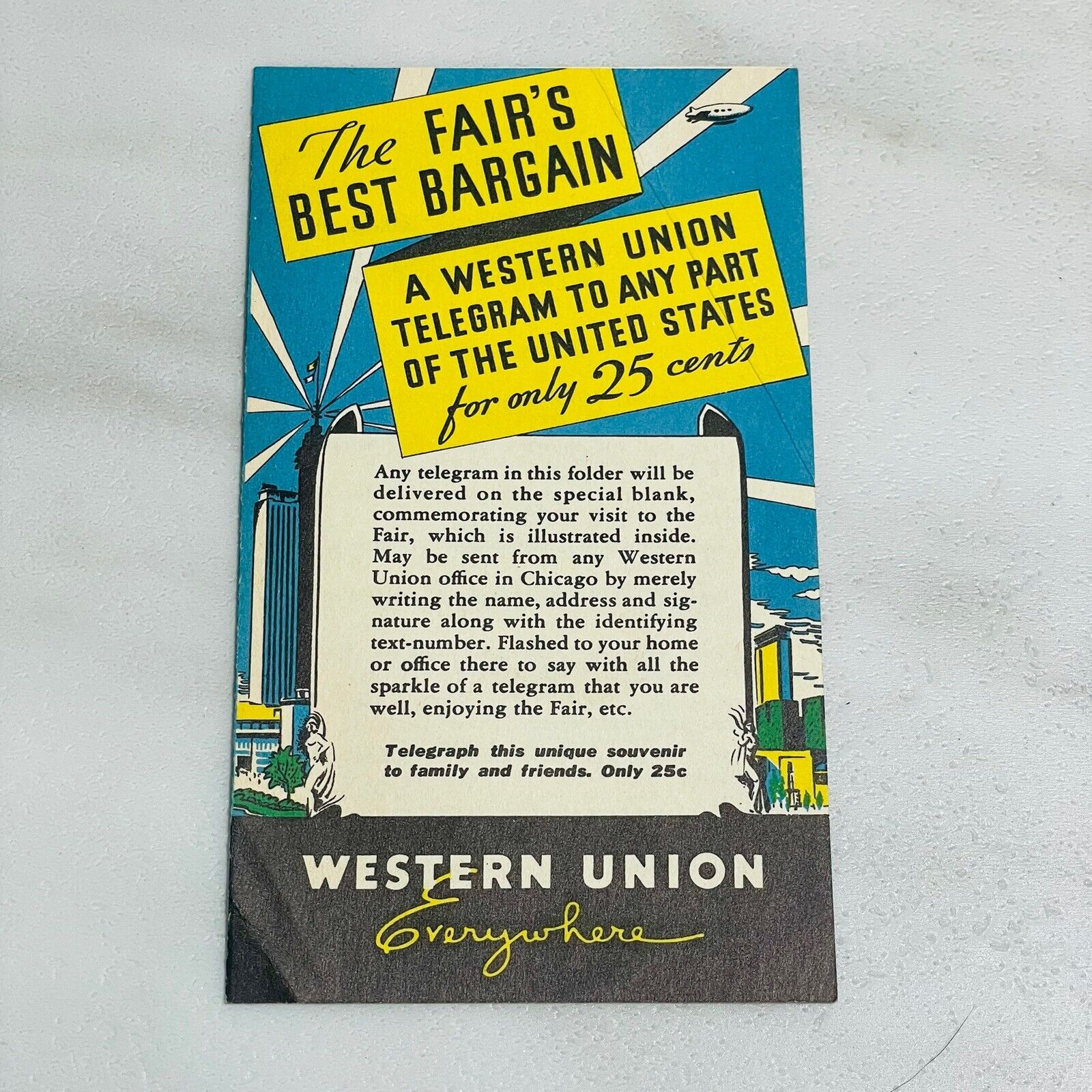 1933 WESTERN UNION TELEGRAPH Advertising Pamphlet Chicago World’s Fair RARE