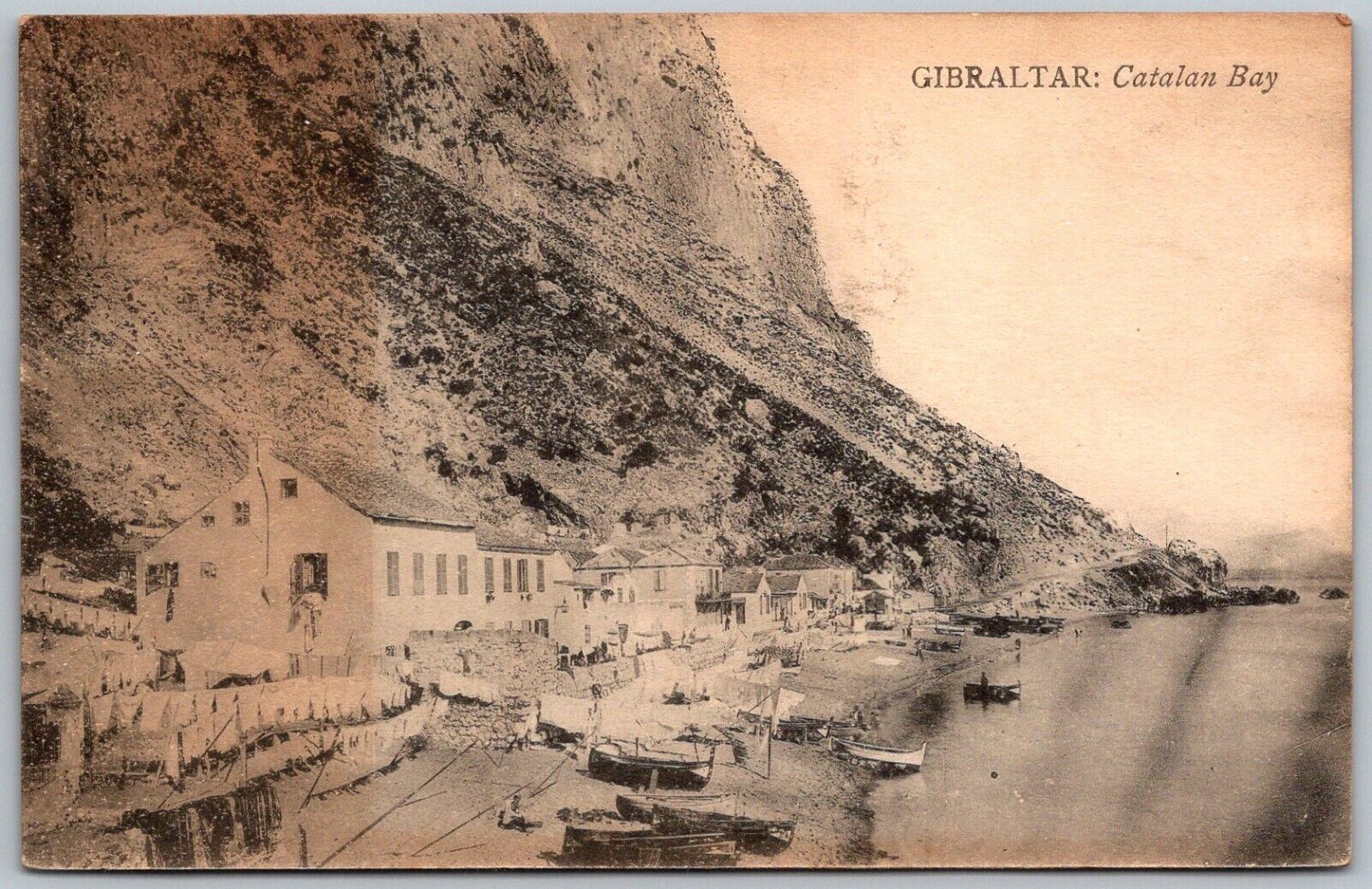 GIBRALTAR c1910 Postcard Catalan Bay Boats