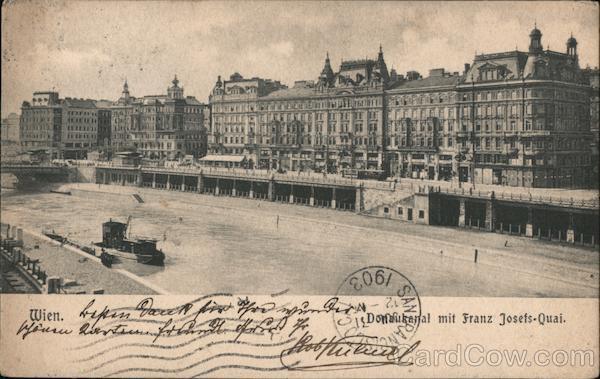 Austria 1903 Wien-Donaukanal Postcard 3 stamp Vintage Post Card