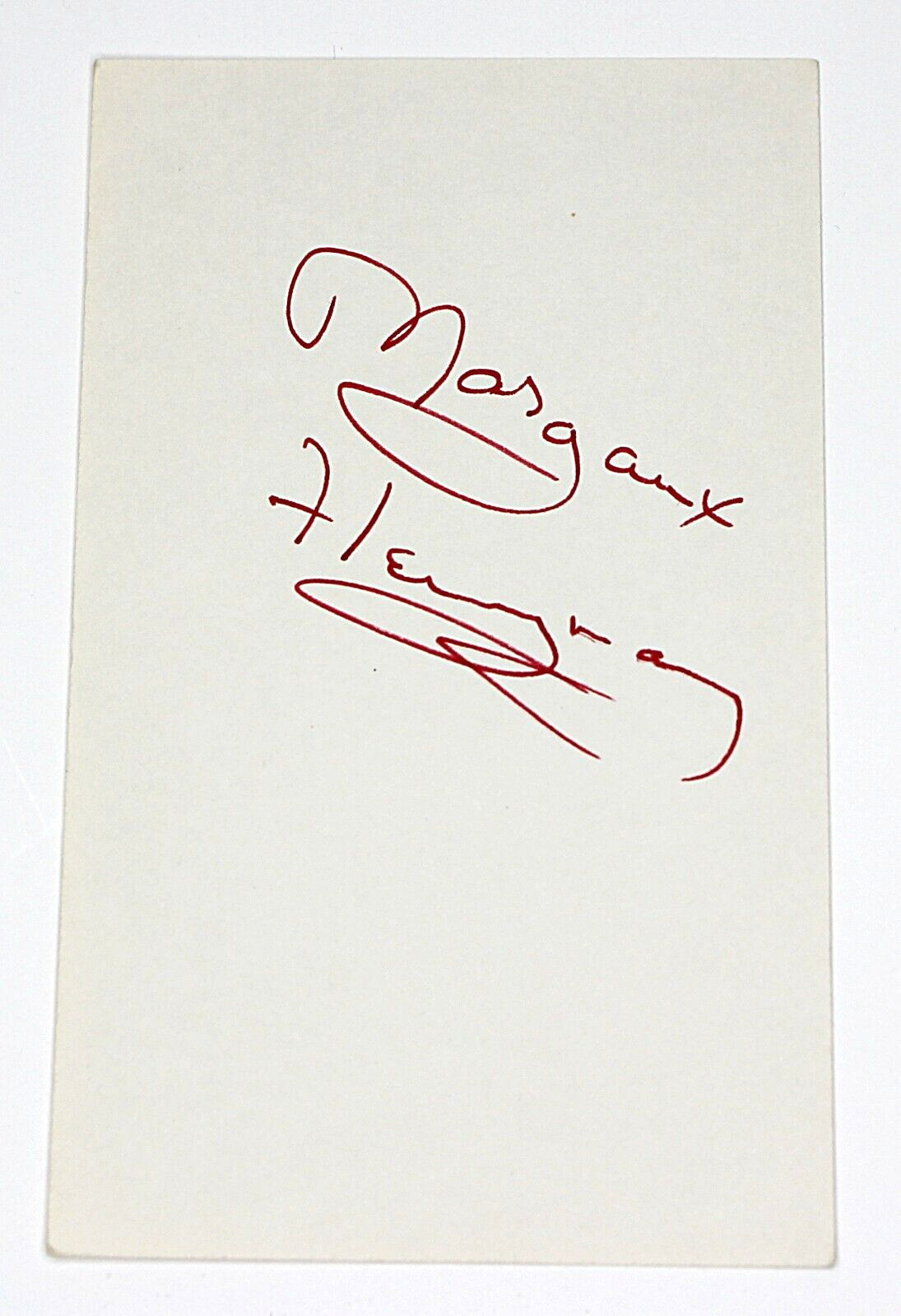 Margaux Hemingway Hand Signed 3x5 Card in Red Ink See Photos