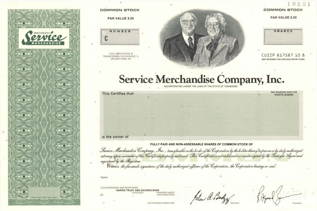 Service Merchandise Company, Inc. - Specimen Stock Certificate - Specimen Stocks