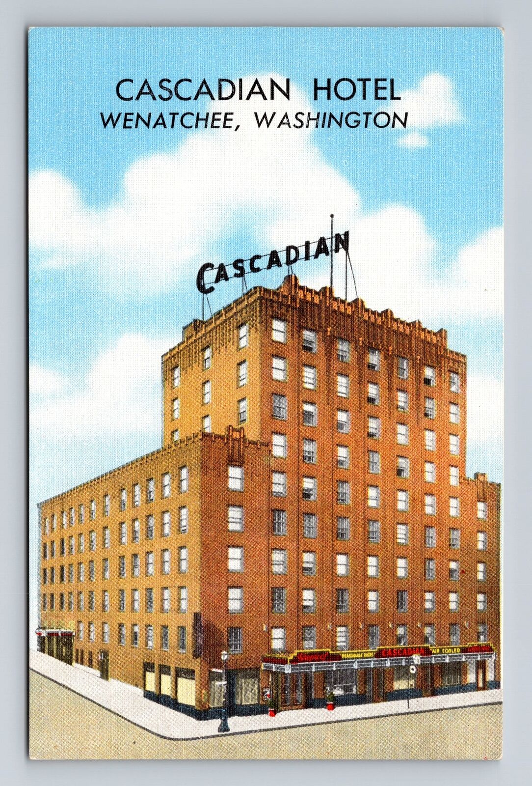 Wenatchee WA-Washington, Cascadian Hotel, Advertising, Antique Vintage Postcard