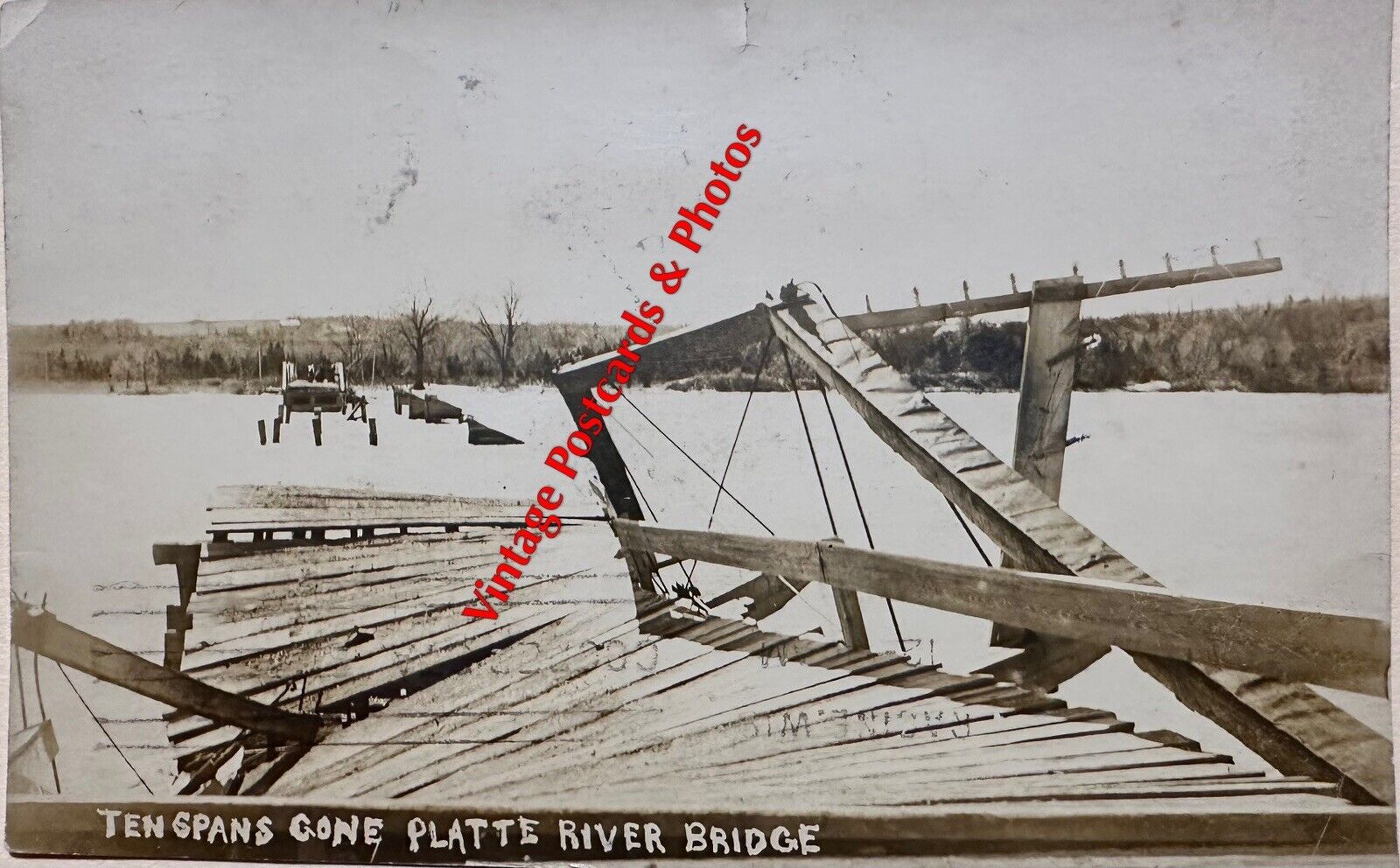 RPPC Fremont Nebraska Flood Platte River Bridge 1919