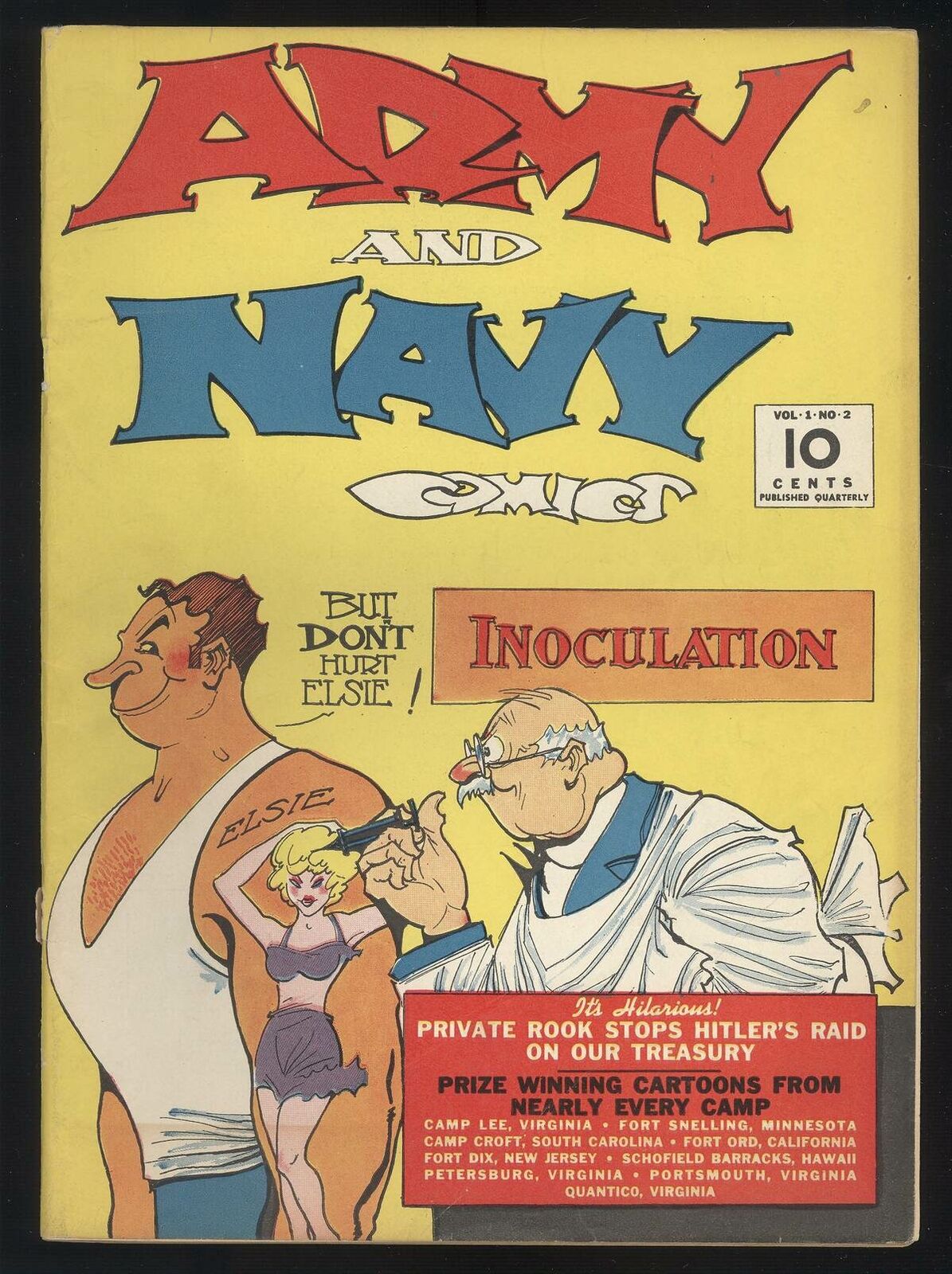 ARMY AND NAVY COMICS #2 SCARCE 1941 HITLER STORY TATTOO GGA COVER GOLDEN AGE