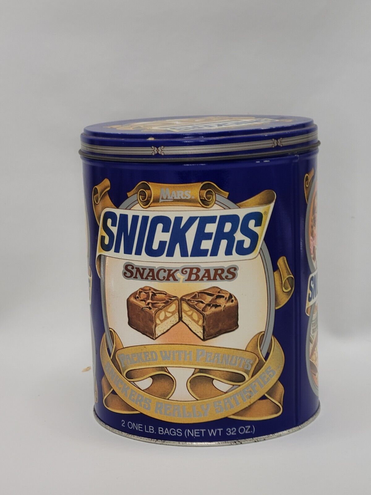 Vintage 1984 Snickers Snack Bars Mars Metal Tin Can