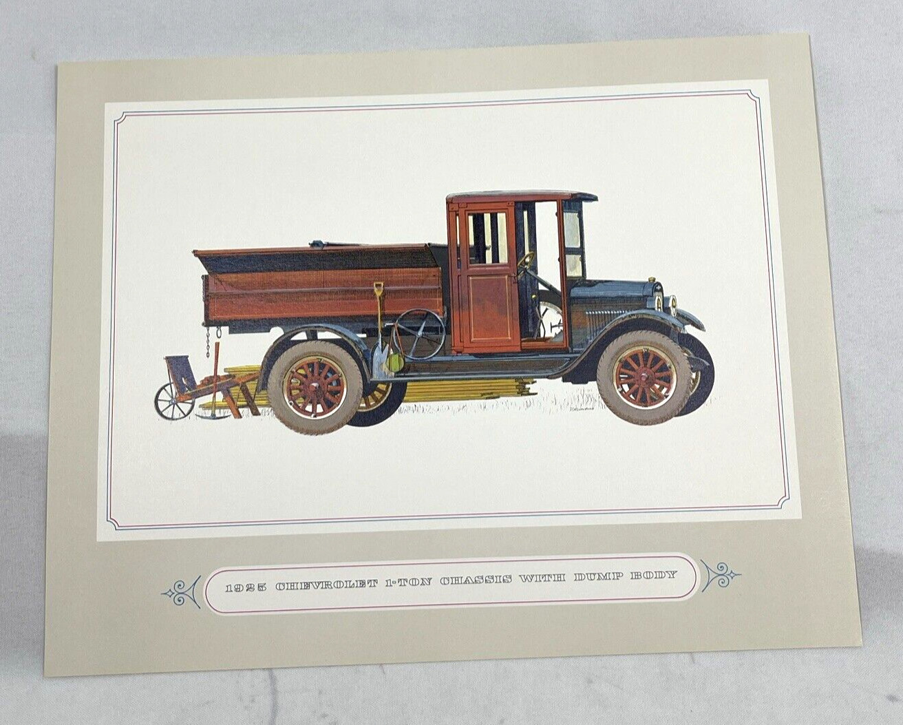 1925 Chevrolet 1 Ton Chassis Truck with Dump Body 1960s 11x14 Color Print