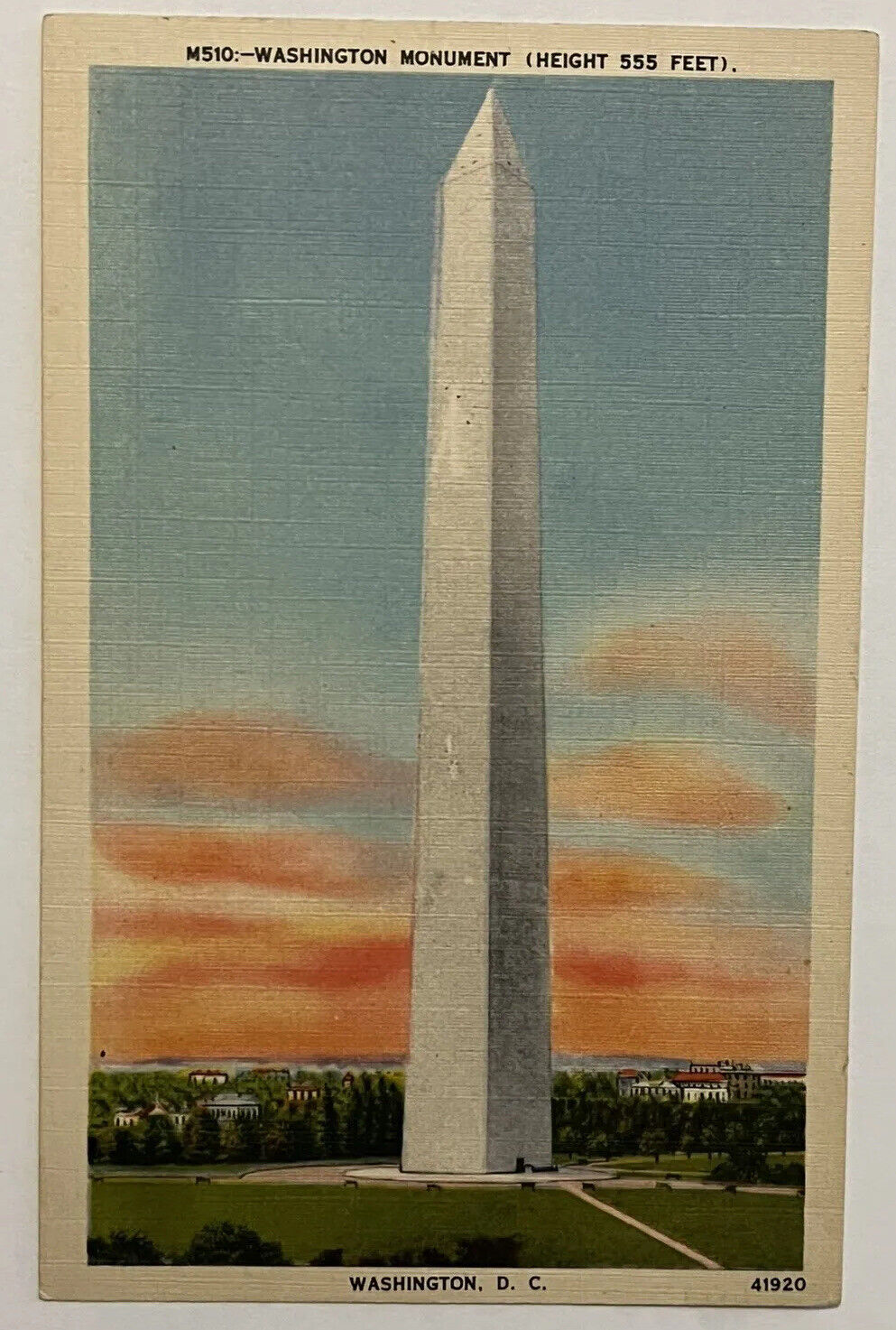 Washington DC Monument Postcard c1940