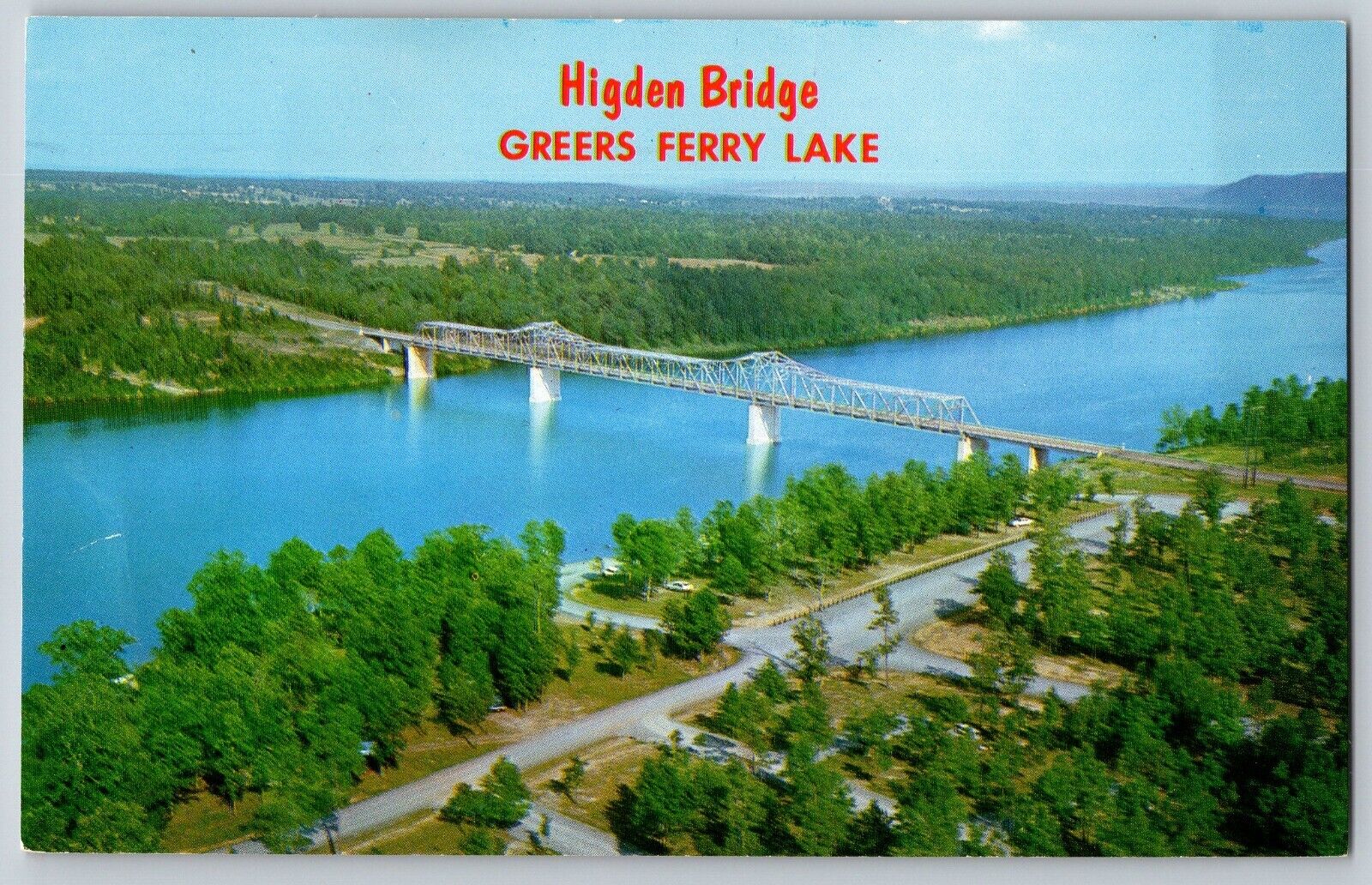 Heber Springs, Arkansas - Aerial View of Higden Bridge - Vintage Postcard