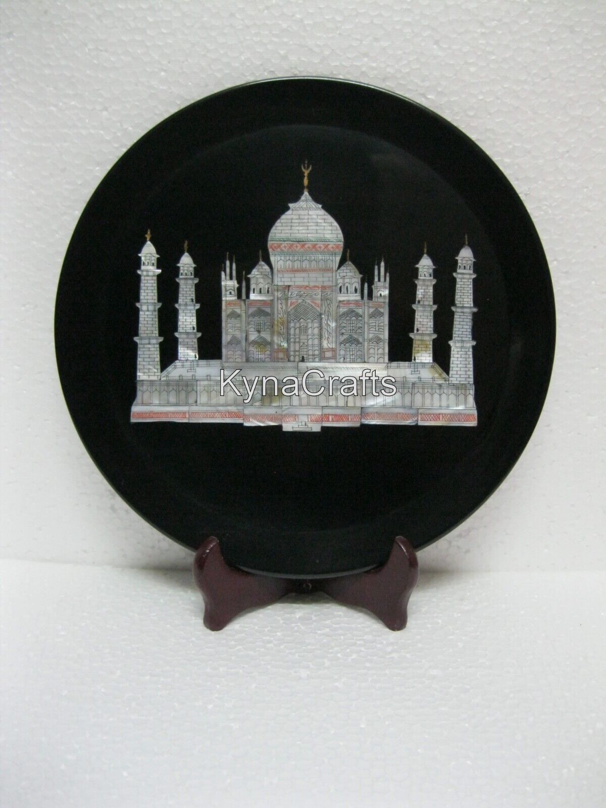 12 Inches Black Marble Decorative Plate Handmade Giftable Plate from Cottage Art