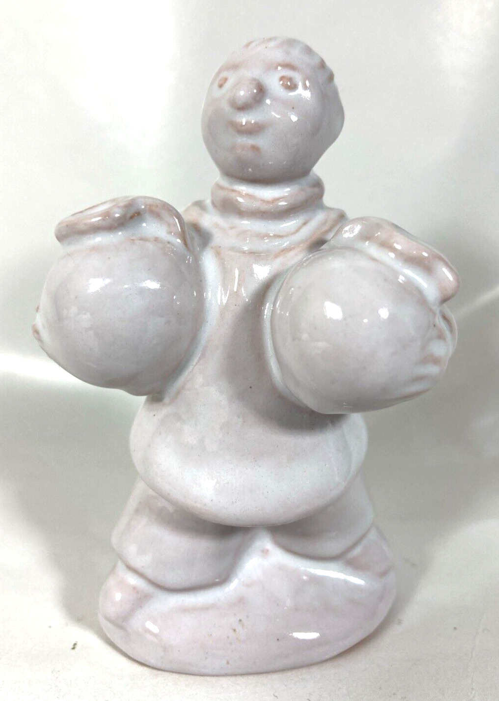 L. Hjorth Denmark Whitewash Pottery Figurine Man with Water Jugs C.J.V.