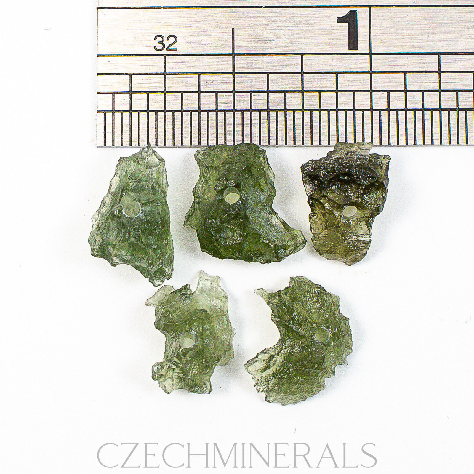 1.94g 5pcs MOLDAVITE natural rough DRILLED small pieces LOT #RM464