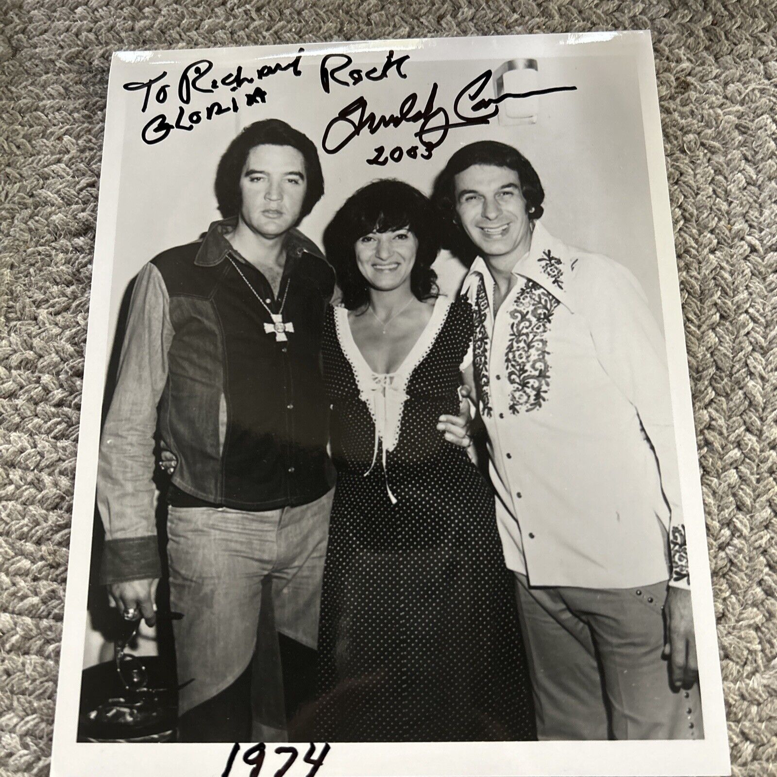 Elvis Presley with Jeanette and Freddy Cannon 8 X 10 Black & White Signed