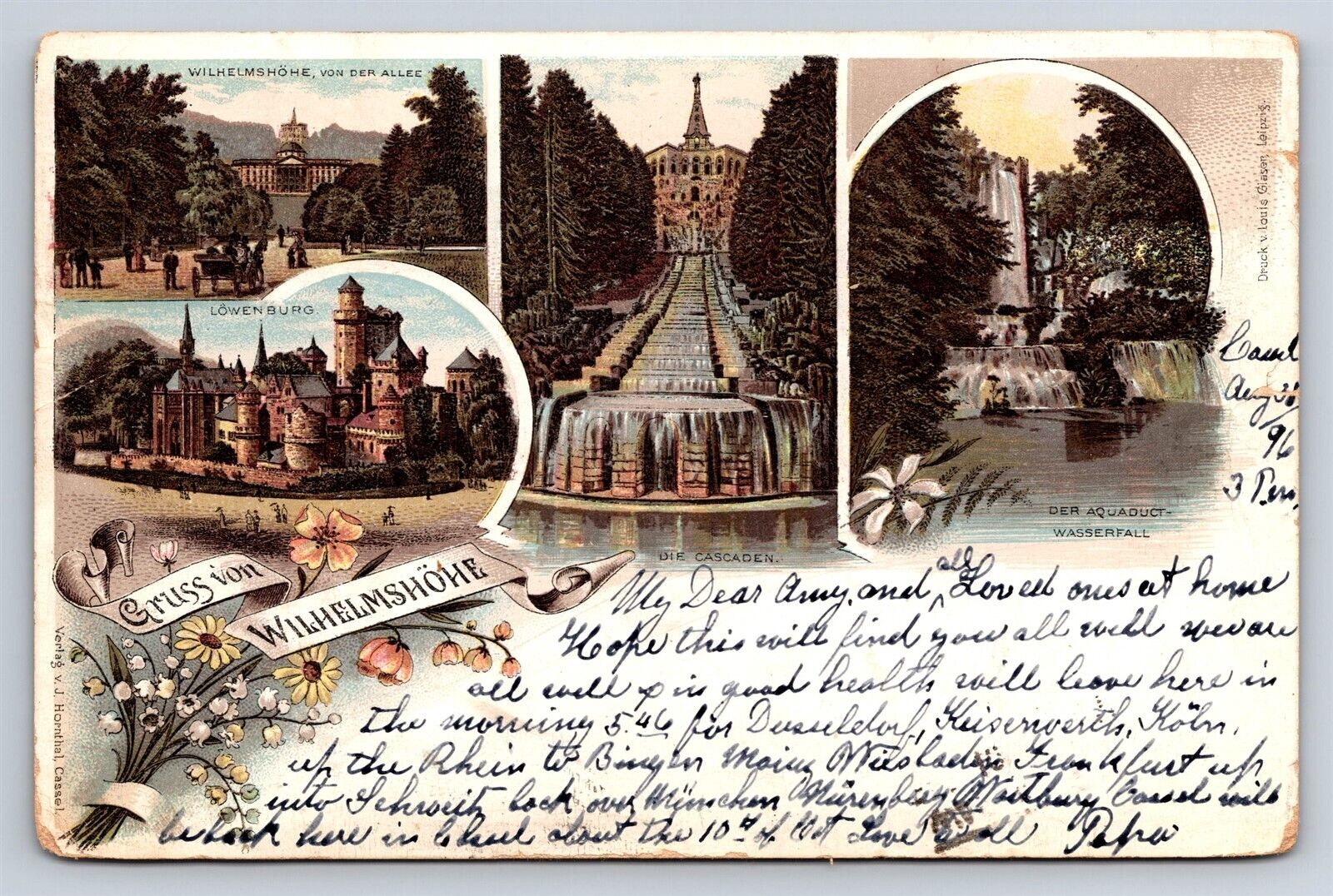 Postcard Germany Gruss von Wilhelmshöhe Litho Vignettes c1896 AD30