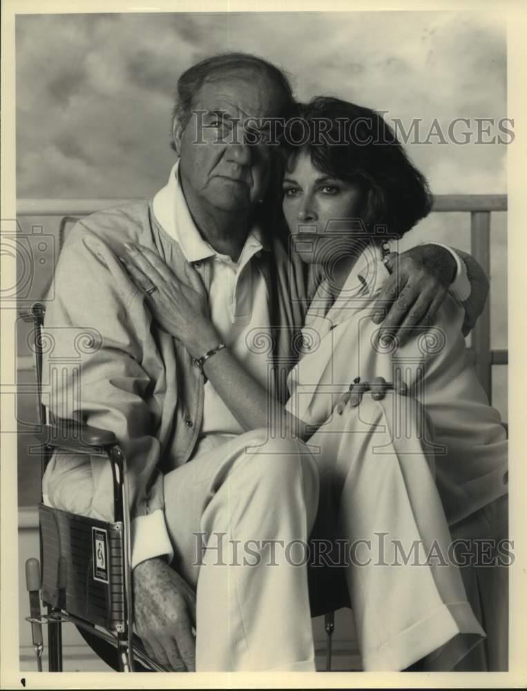 1989 Press Photo Actor Karl Malden, Marilyn Klinhoffer in NBC Television movie