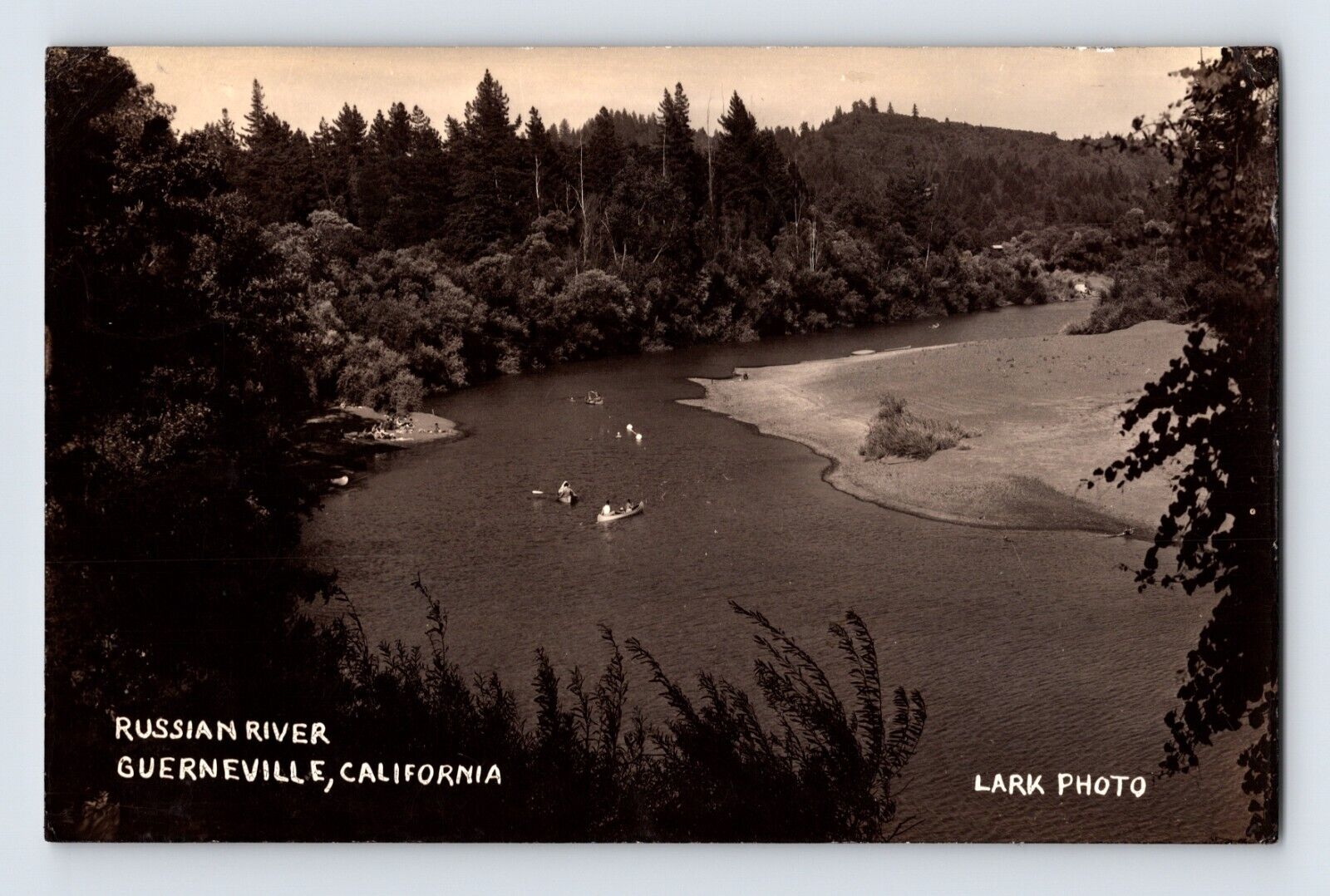 Postcard RPPC California Guerneville CA Russian River Aerial 1943 Posted