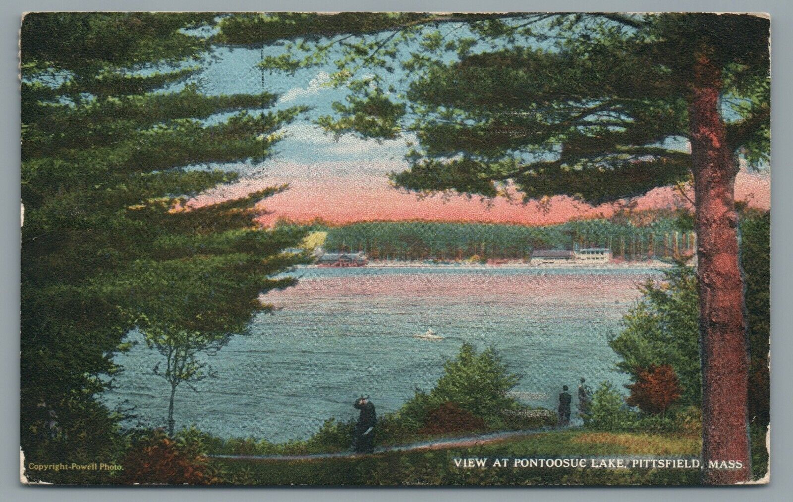 View at Pontoosuc Lake Pittsfield Mass MA Antique Vintage Postcard c1916