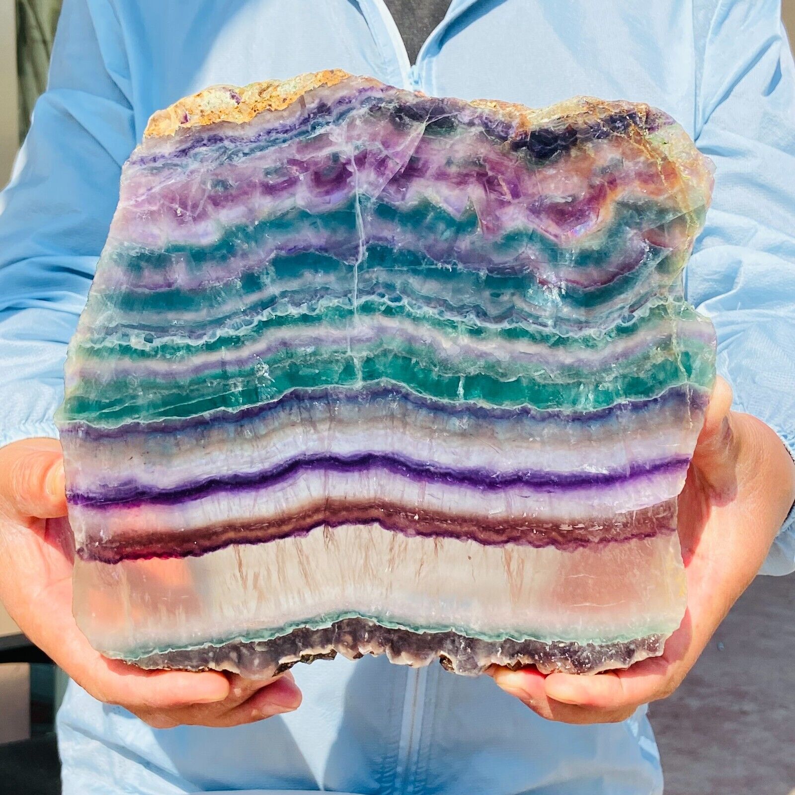 4.85Lb  Natural Beautiful Rainbow Fluorite Crystal Rough Stone Specimens Cure