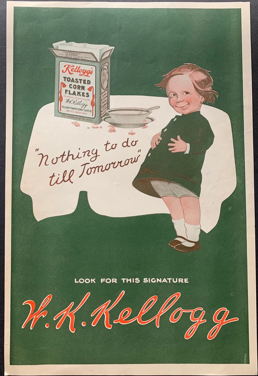 Vintage 1910s Kellogg’s Corn Flakes Cereal Ad