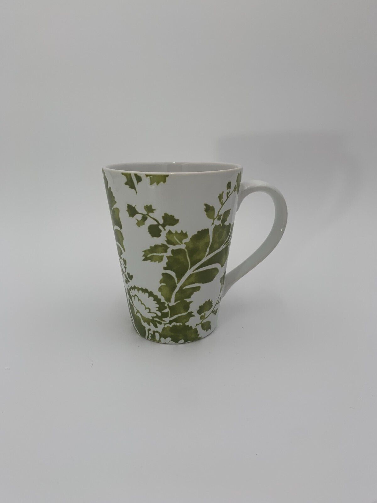 Roscher Ambiance Collection Coffee Mug Stoneware Green White Floral Leaves Cup