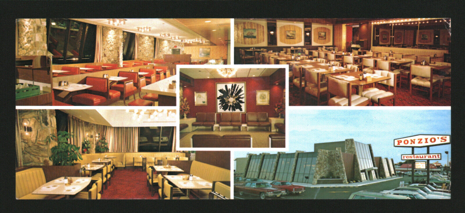 Ponzio\'s Restaurant Brooklawn NJ  New Jersey Postcard Late 1970s Cars Disco Era