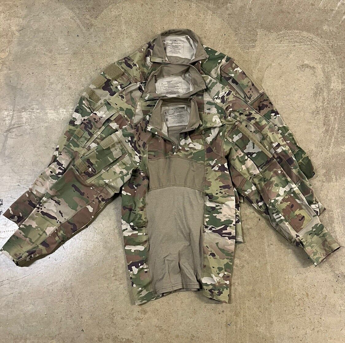 Lot x3 Army Combat Shirt Multicam OCP Camo 1/4 Zip Flame Resistant Size Large