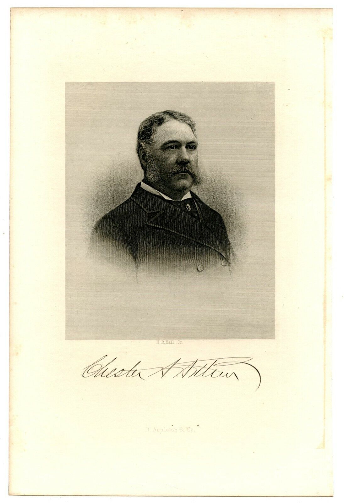 CHESTER A ARTHUR, President/Civil War Quartermaster General NY, Engraving (7973)