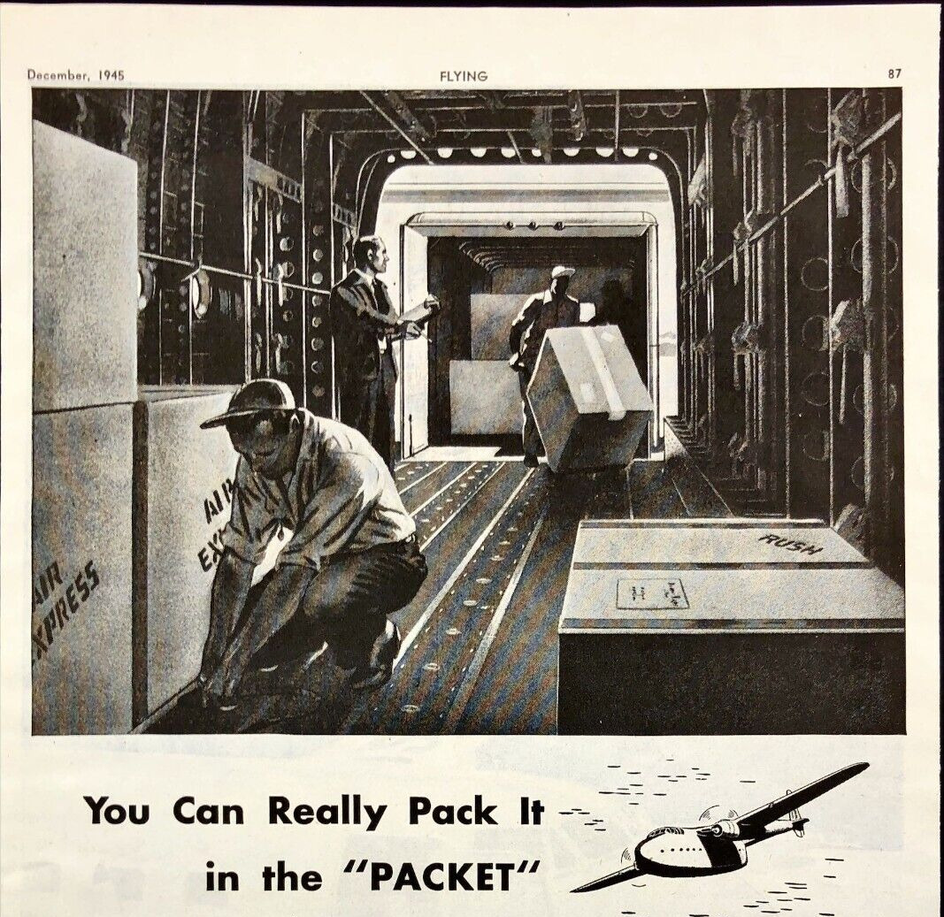 1945 Fairchild Engine & Airplane Packet Cargo Carrier Aircraft Vintage Print Ad