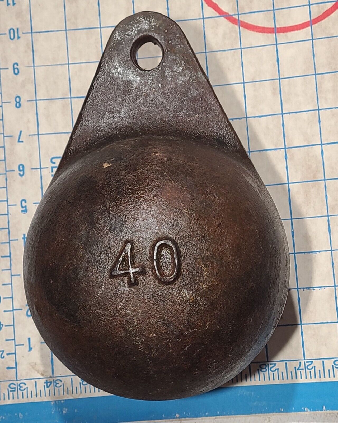 RARE 35 Lb, 6-in Diameter Cast Iron Ball With 3-in Attachment Point