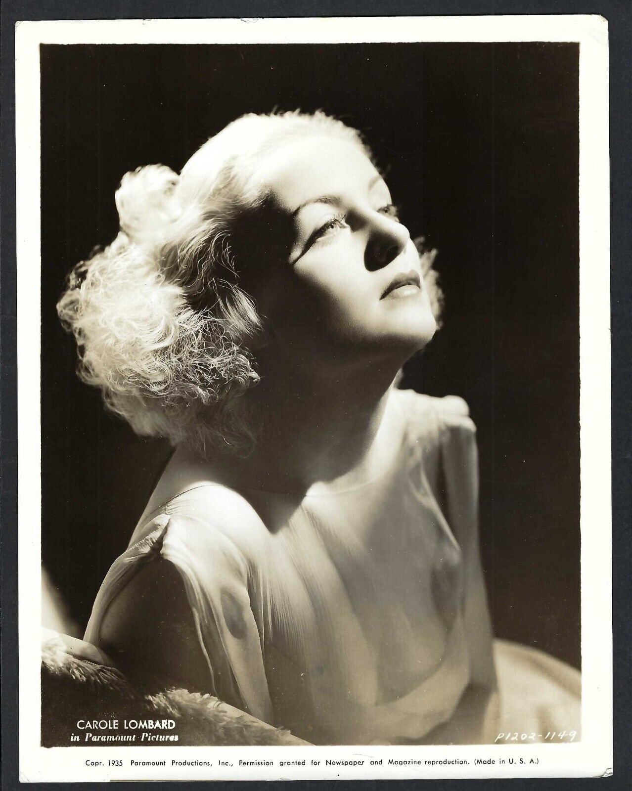 HOLLYWOOD BEAUTY CAROLE LOMBARD ACTRESS VTG 1935 ORIGINAL PHOTO